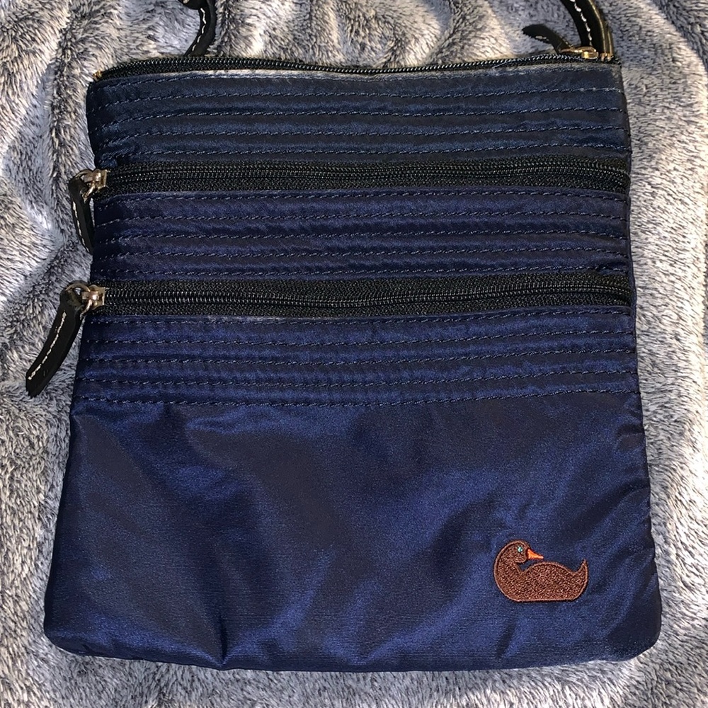 DOONEY & BOURKE Navy Blue Nylon/Leather Trim Crossbody Bag  very good condition